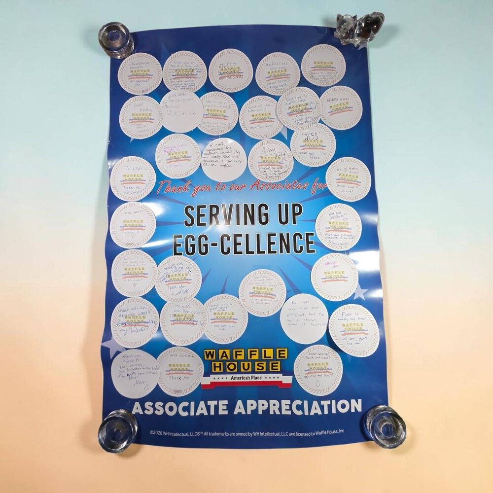 Waffle House Associate Appreciation Poster 35x23 In-Store Display Employee Love